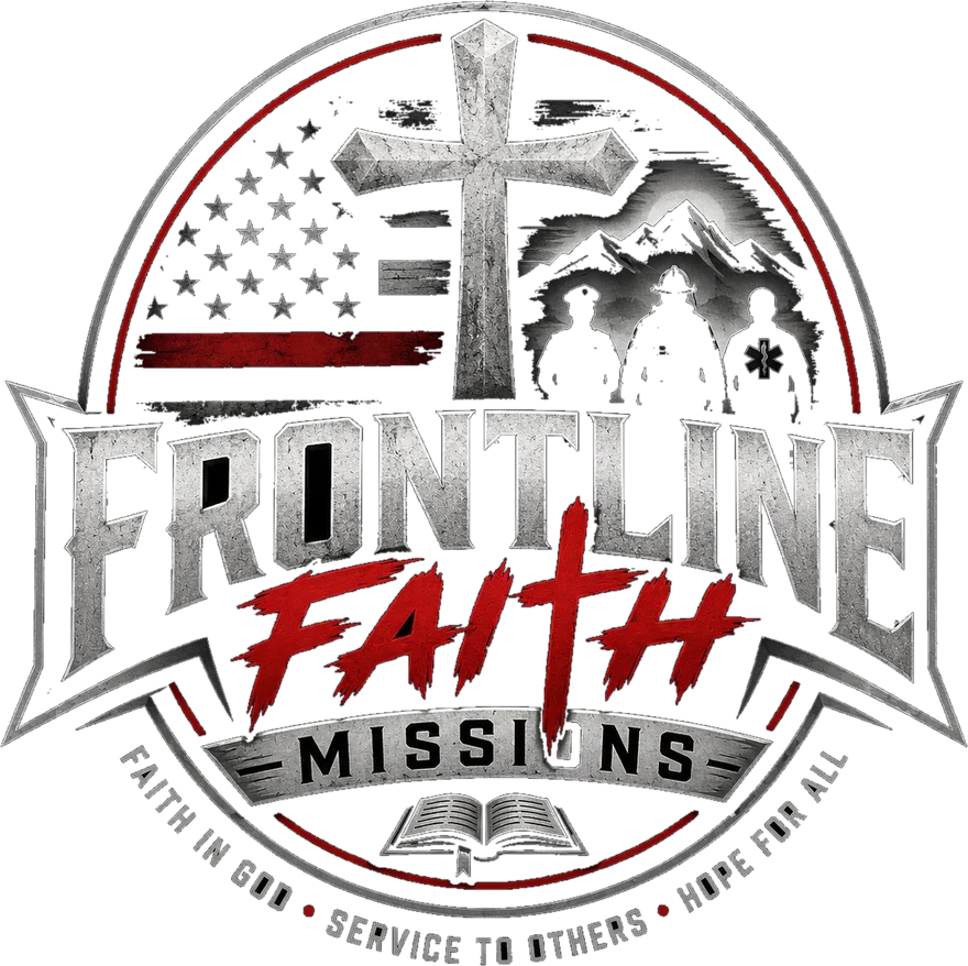 Frontline Faith Missions emblem — Faith in God, Service to Others, Hope for All